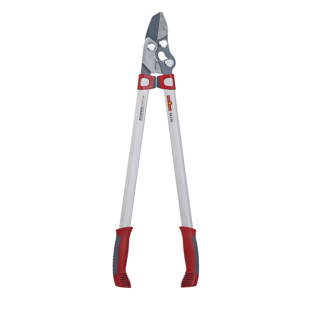 Close-up of 3x Power Cut mechanism on RS750 lopper on a white background