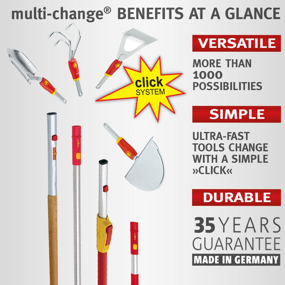 Multi change benefits at a glance showing versatility, durability and simplicity