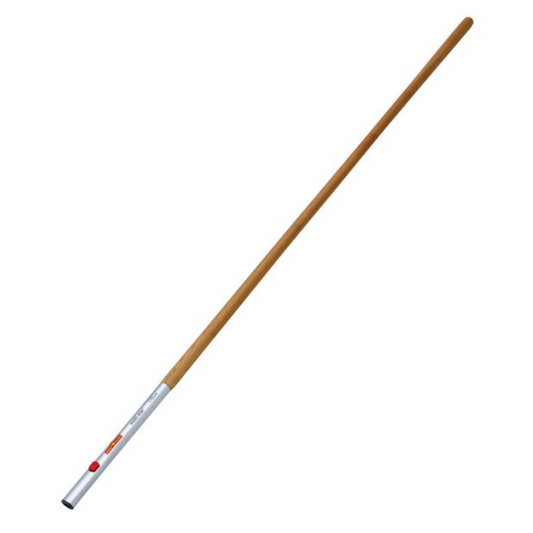 WOLF-Garten ZM170 Multi-Change® Wooden Handle with red and yellow aluminium socket and 170cm FSC-certified ash shaft, displayed on a white background.