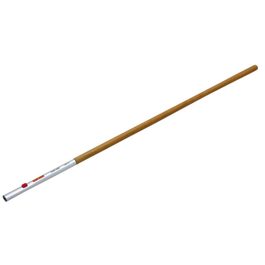 WOLF-Garten ZM140 Multi-Change® Wooden Handle with red and yellow aluminium socket and 140cm FSC-certified ash shaft, shown on a white background.
