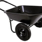 Black wheelbarrow with two wheels on a white background