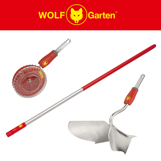 WOLF-Garten Multi-Change® EAM Seed Sower 20cm & JAM Ridger & ZMI12 Aluminium Handle - 118cm Lightweight Handle WolfOnline
